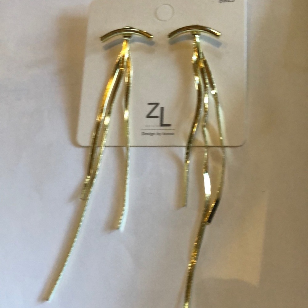 4” NWT retro slinky gold disco pierced earrings
